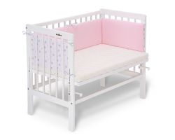 FabiMax Beistellbett BASIC weiß, inkl. Matratze und Nestchen Sterne klein, rosa