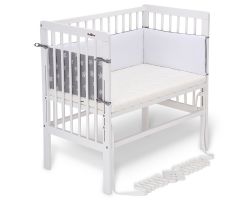 FabiMax Beistellbett BOXSPRING weiß, inkl. Matratze und und Nestchen Sterne groß, weiß